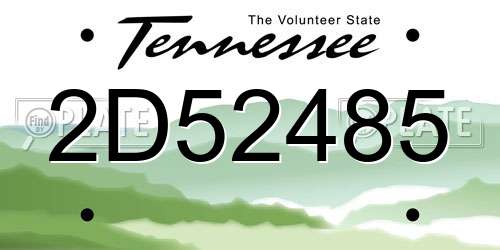 2D52485 Tennessee License Plate