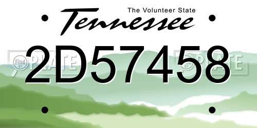 2D57458 Tennessee License Plate