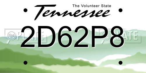 2D62P8 Tennessee License Plate