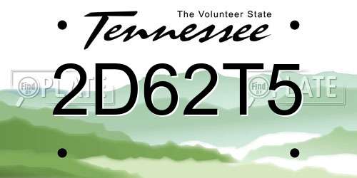2D62T5 Tennessee License Plate