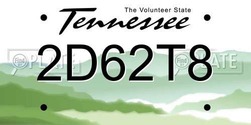 2D62T8 Tennessee License Plate