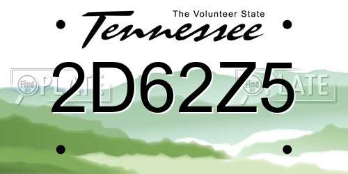 2D62Z5 Tennessee License Plate