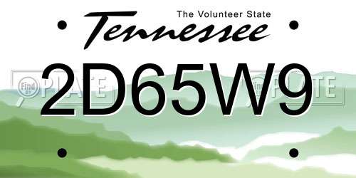 2D65W9 Tennessee License Plate