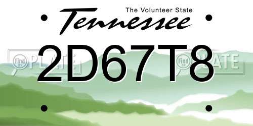 2D67T8 Tennessee License Plate