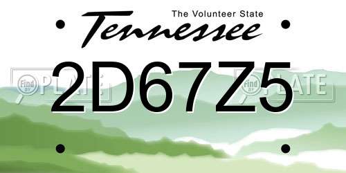2D67Z5 Tennessee License Plate
