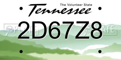 2D67Z8 Tennessee License Plate