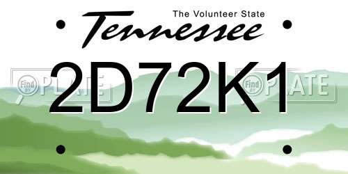 2D72K1 Tennessee License Plate