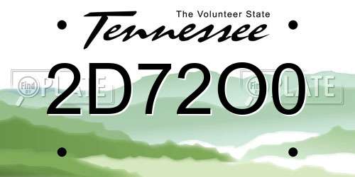 2D72O0 Tennessee License Plate