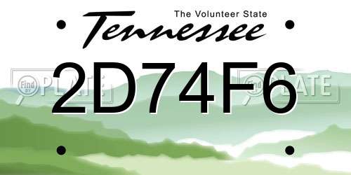 2D74F6 Tennessee License Plate