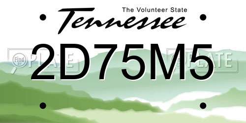 2D75M5 Tennessee License Plate