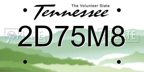 2D75M8 Tennessee License Plate