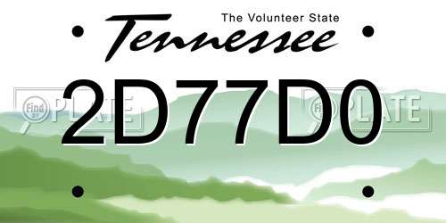 2D77D0 Tennessee License Plate