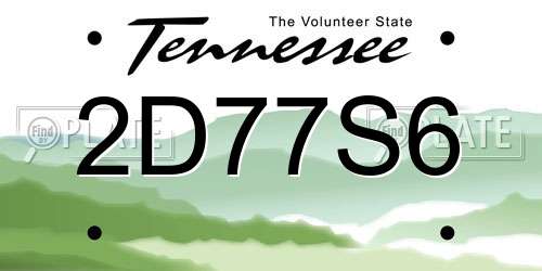 2D77S6 Tennessee License Plate
