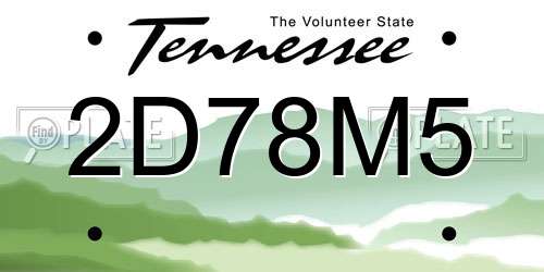 2D78M5 Tennessee License Plate