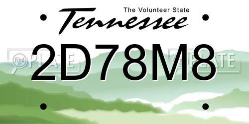 2D78M8 Tennessee License Plate