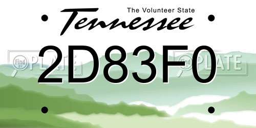 2D83F0 Tennessee License Plate