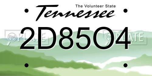 2D85O4 Tennessee License Plate