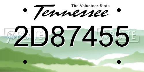 2D87455 Tennessee License Plate