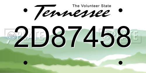 2D87458 Tennessee License Plate
