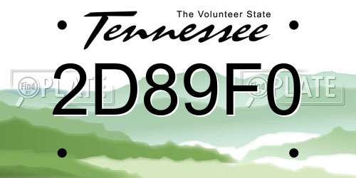 2D89F0 Tennessee License Plate