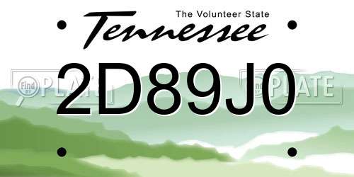 2D89J0 Tennessee License Plate