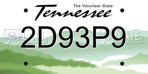 2D93P9 Tennessee License Plate