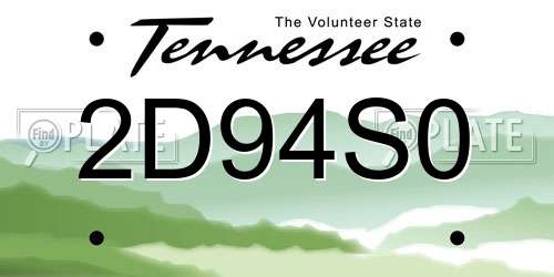2D94S0 Tennessee License Plate