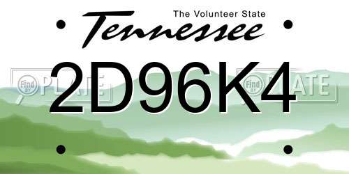 2D96K4 Tennessee License Plate
