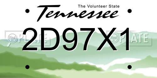 2D97X1 Tennessee License Plate