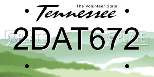 2DAT672 Tennessee License Plate
