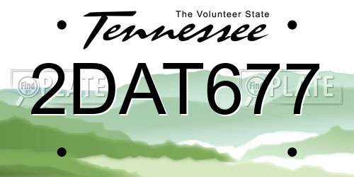 2DAT677 Tennessee License Plate