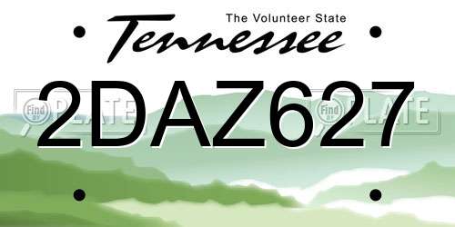 2DAZ627 Tennessee License Plate