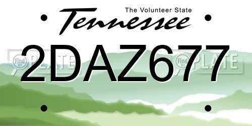 2DAZ677 Tennessee License Plate