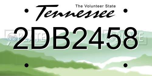 2DB2458 Tennessee License Plate