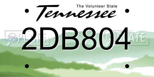 2DB804 Tennessee License Plate