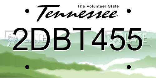 2DBT455 Tennessee License Plate