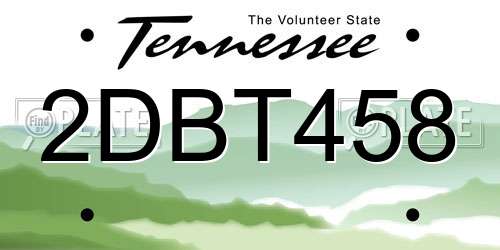 2DBT458 Tennessee License Plate