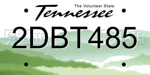 2DBT485 Tennessee License Plate