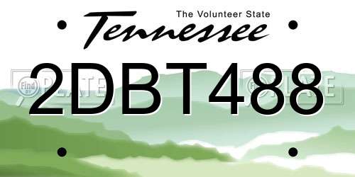 2DBT488 Tennessee License Plate