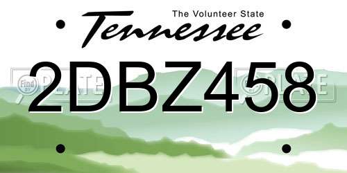 2DBZ458 Tennessee License Plate