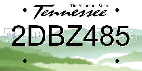 2DBZ485 Tennessee License Plate