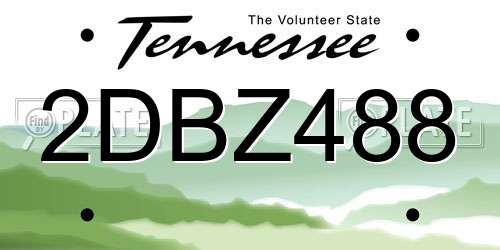 2DBZ488 Tennessee License Plate