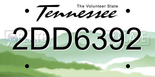 2DD6392 Tennessee License Plate