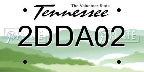 2DDA02 Tennessee License Plate