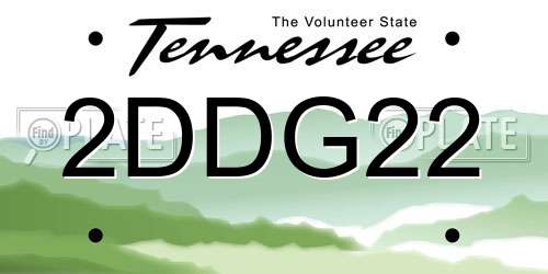 2DDG22 Tennessee License Plate