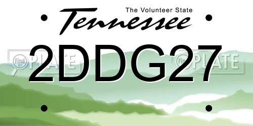 2DDG27 Tennessee License Plate