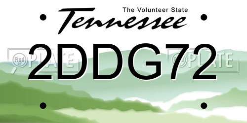 2DDG72 Tennessee License Plate