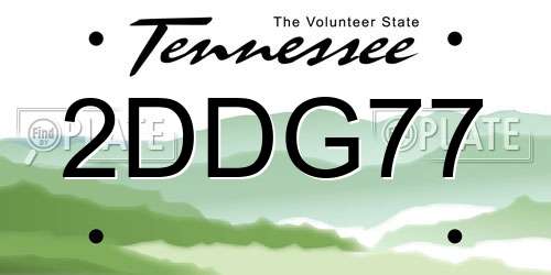2DDG77 Tennessee License Plate
