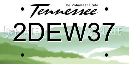 2DEW37 Tennessee License Plate