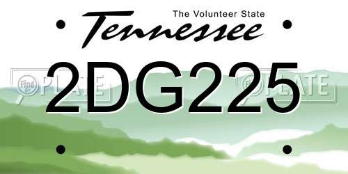 2DG225 Tennessee License Plate